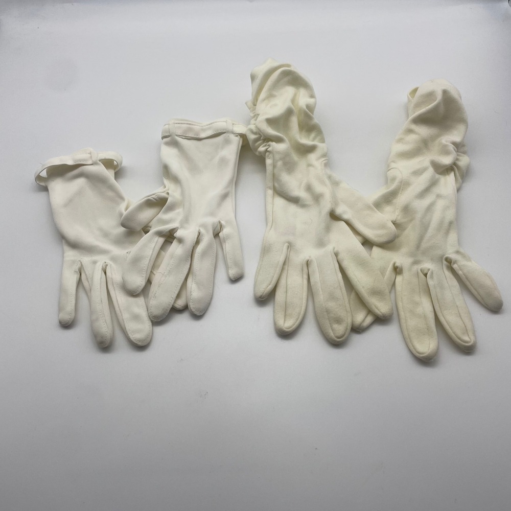 Vintage White Dress Gloves Lot of 2 Pairs Formal Costume Party Short‎ Stretch